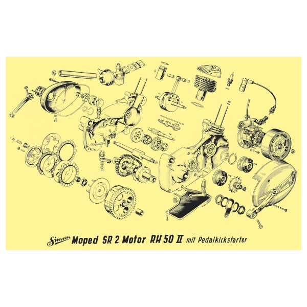 Explosionsdarstellung für Motor, Simson SR2